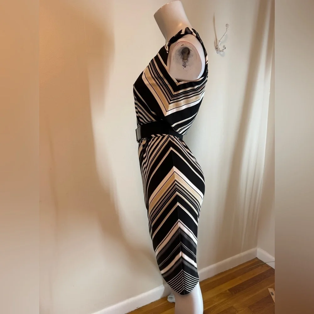 White House Black Market Sleeveless Diagonal Stripe Sheath Dress Size 2